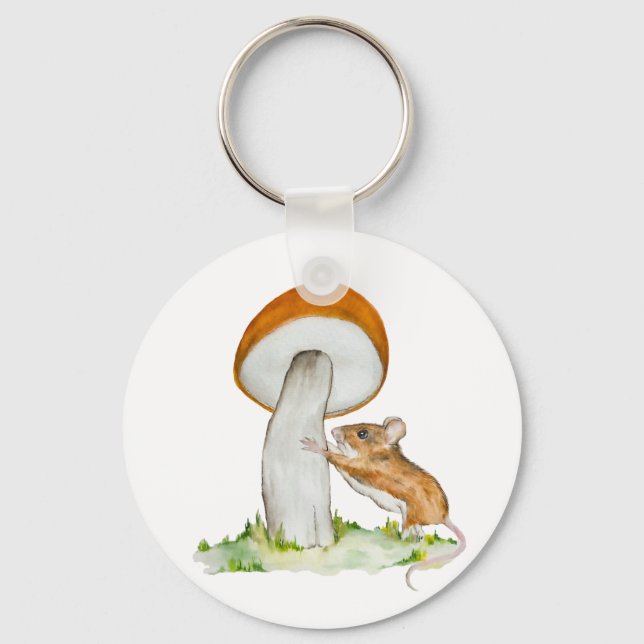 Porte-clés Souris drôle avec champignon sauvage (Recto)