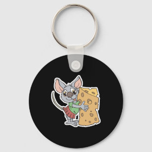 Porte-clés souris heureuse avec fromage