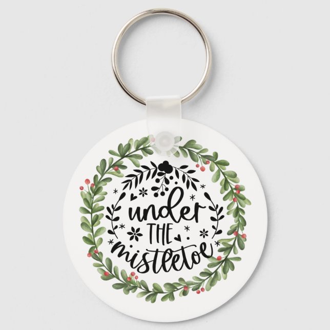 Porte-clés Sous la couronne d'aquarelle Mistletoe (Recto)