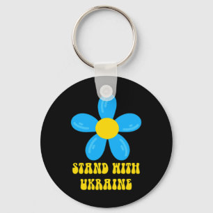Porte-clés Soutenez l'Ukraine Fleur Bleue et Jaune Solidarité