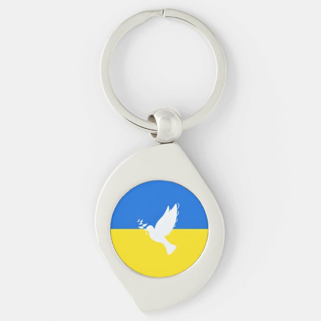 Porte-clés Soutenez l'Ukraine Porte - clé Peace Dove drapeau  (Devant)