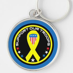 Porte-clés Soutenez nos troupes patriotique