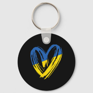 Porte-clés Soutenir le drapeau de l'Ukraine Cœur Anti-guerre