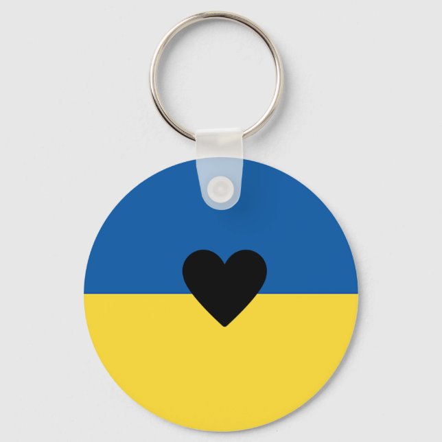 Porte-clés Soutenir l'Ukraine, coeur du drapeau ukrainien (Recto)