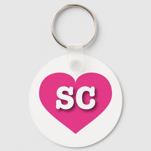 Porte-clés South Carolina Hot Pink Heart - I love SC (Recto)