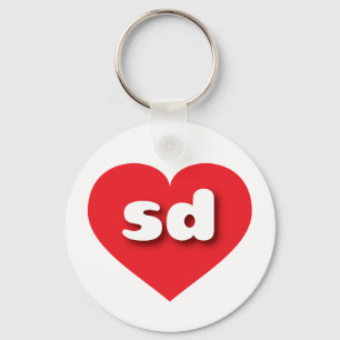 Porte-clés South Dakota coeur rouge - J'aime sd