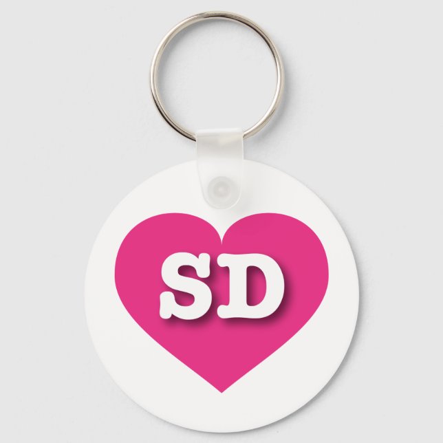 Porte-clés South Dakota Hot Pink Heart - J'aime SD (Recto)