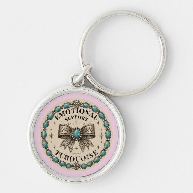 Porte-clés Soutien Émotionnel Turquoise Conception Western (Devant)