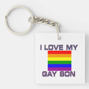 Porte-clés Soutien gay J'aime mon fils gay drapeau arc-en-cie