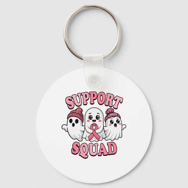 Porte-clés Soutien Squad Ghosts mignon Sensibilisation au can (Recto)