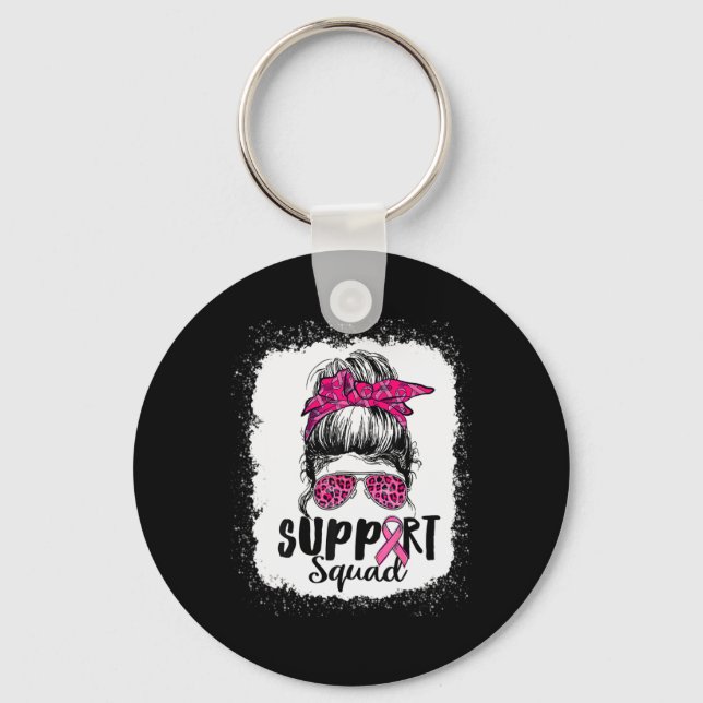 Porte-clés Soutien Squad Messy Bun Pink Warrior Cancer du sei (Recto)