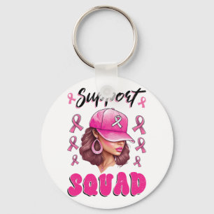 Porte-clés Soutien Squad Messy Bun Pink Warrior Cancer du sei