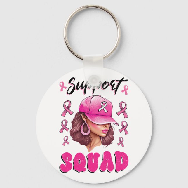 Porte-clés Soutien Squad Messy Bun Pink Warrior Cancer du sei (Recto)