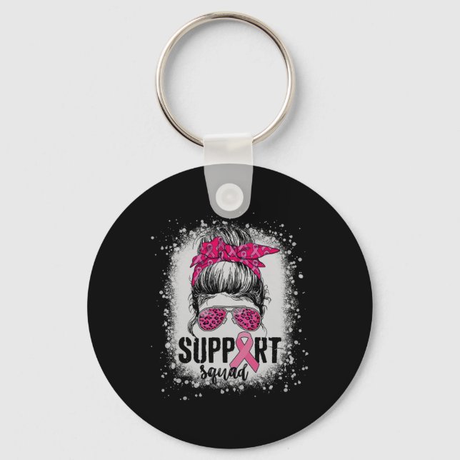 Porte-clés Soutien Squad Messy Bun Pink Warrior Cancer du sei (Recto)