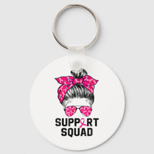 Porte-clés Soutien Squad Messy Bun Pink Warrior Cancer du sei