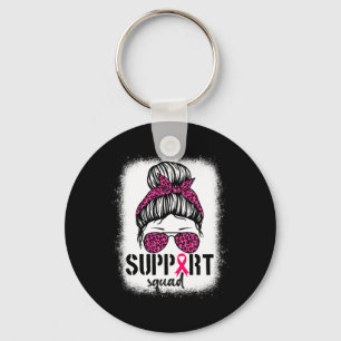 Porte-clés Soutien Squad Messy Bun Pink Warrior Cancer du sei