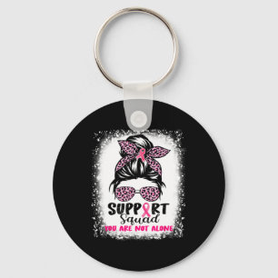 Porte-clés Soutien Squad Messy Bun Pink Warrior Cancer du sei