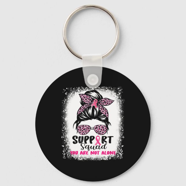 Porte-clés Soutien Squad Messy Bun Pink Warrior Cancer du sei (Recto)