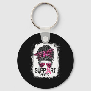 Porte-clés Soutien Squad Messy Bun Pink Warrior Cancer du sei