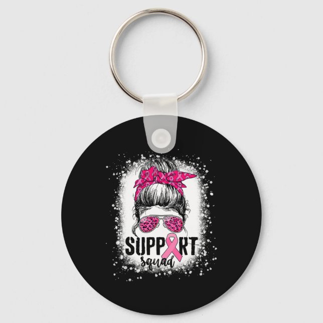 Porte-clés Soutien Squad Messy Bun Pink Warrior Cancer du sei (Recto)
