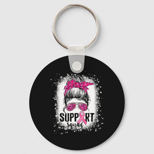 Porte-clés Soutien Squad Messy Bun Pink Warrior Cancer du sei (Recto)