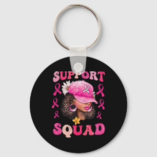 Porte-clés Soutien Squad Messy Bun Pink Warrior Cancer du sei