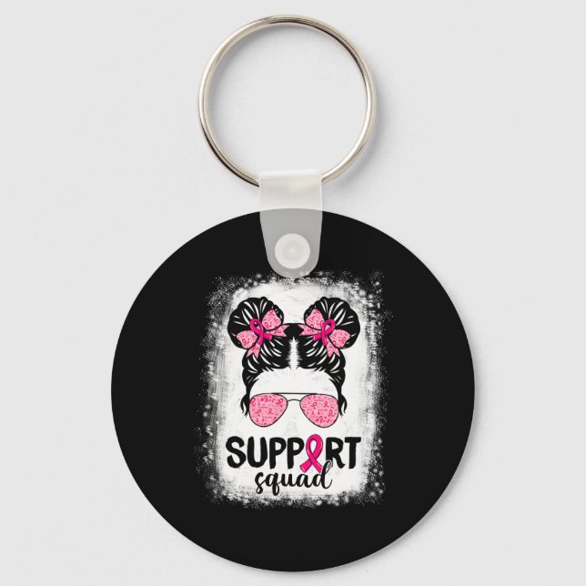Porte-clés Soutien Squad Messy Bun Pink Warrior Cancer du sei (Recto)