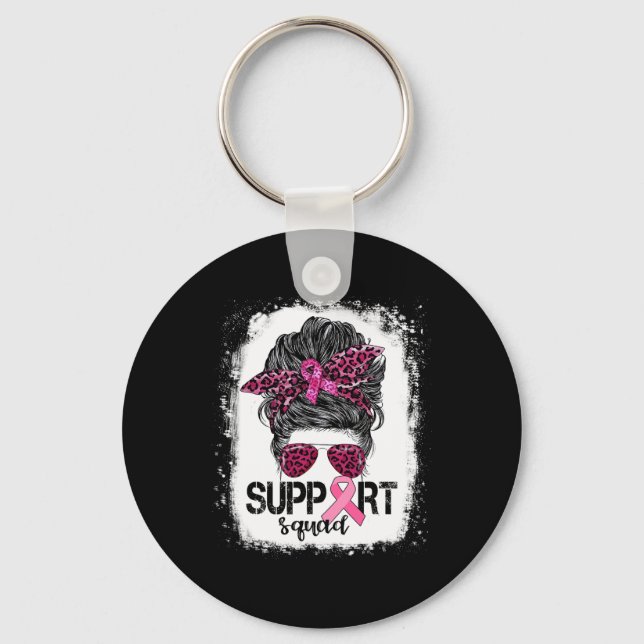 Porte-clés Soutien Squad Messy Bun Pink Warrior Cancer du sei (Recto)