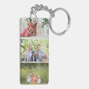 Porte-clés souvenir collage de 3 photos personnali