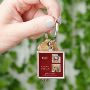 Porte-clés Souvenir de perte d'animal de compagnie rouge prof