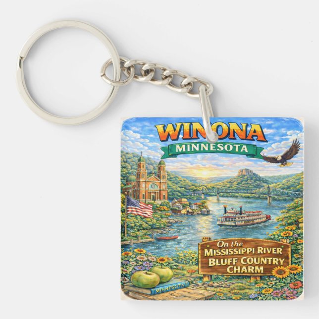 Porte-clés souvenir de Winona, MN Minnesota (Devant)