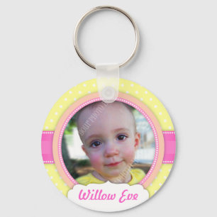 Porte-clés Souvenir fait sur commande jaune de photo de béb