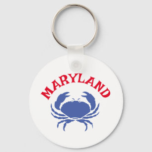 Porte-clés Souvenir Maryland Crabe bleu Voyage Rouge Blanc Bl
