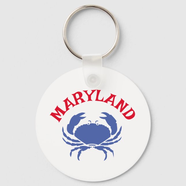 Porte-clés Souvenir Maryland Crabe bleu Voyage Rouge Blanc Bl (Recto)