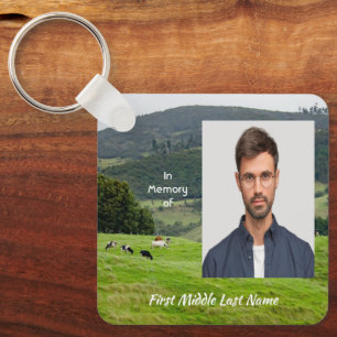 Porte-clés Souvenir mémorial chrétien de paysage de ferme bov