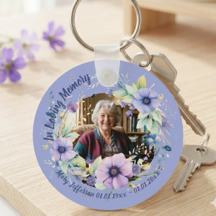 Porte-clés Souvenir photo commémoratif floral à l'anémone vio