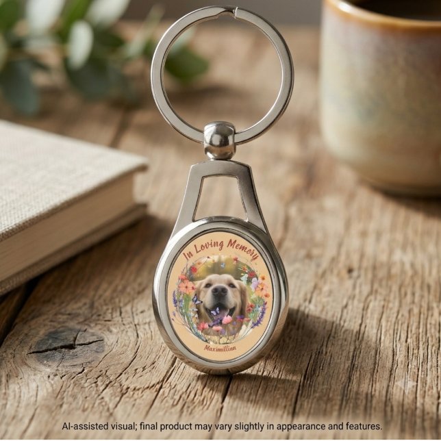 Porte-clés Souvenir sentimental de perte d'animal de compagni (Wildflower pet loss memorial keychain for grieving dog moms.)