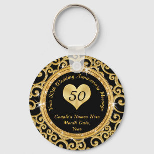 Porte-clés Souvenirs du 50e anniversaire du Mariage noir et o