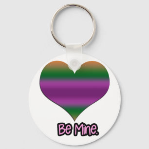 Porte-clés Soyez à moi Valentine Purple Stripe Coeur