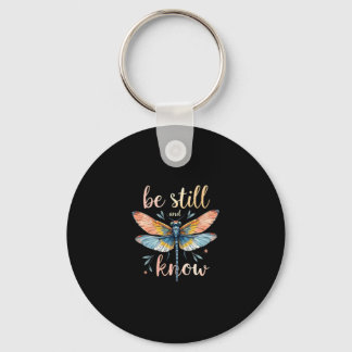 Porte-clés Soyez calme et connaissez Floral Dragonfly Christi