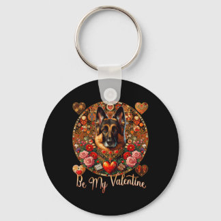 Porte-clés Soyez mon chien de la Saint-Valentin Fleur Cœur Ro