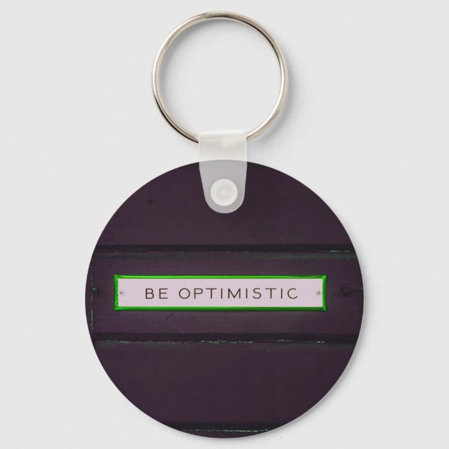 Porte-clés Soyez Optimiste Mots Positifs Aspect Rustique (Recto)