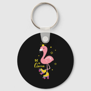 Porte-clés Soyez Une Reine Rose Flamant rose Roller Femmes Fi