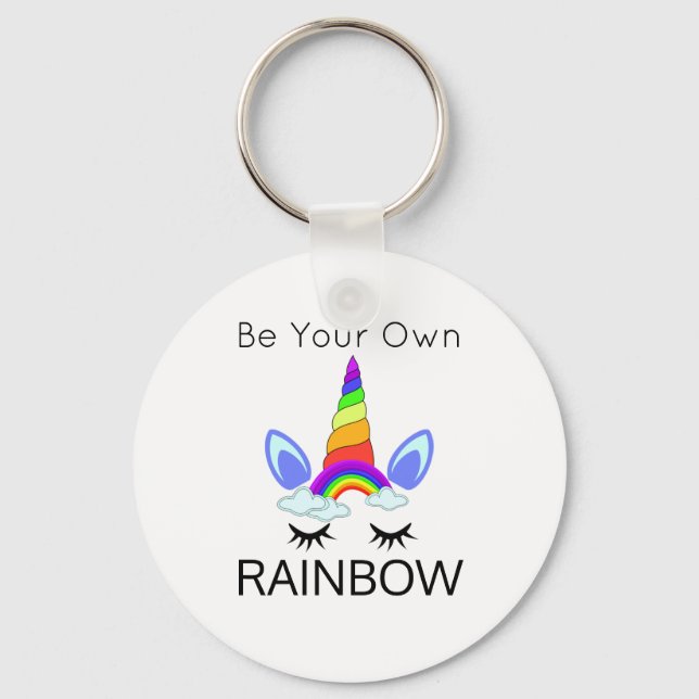 Porte-clés Soyez votre propre Porte - clé Rainbow Button (Recto)