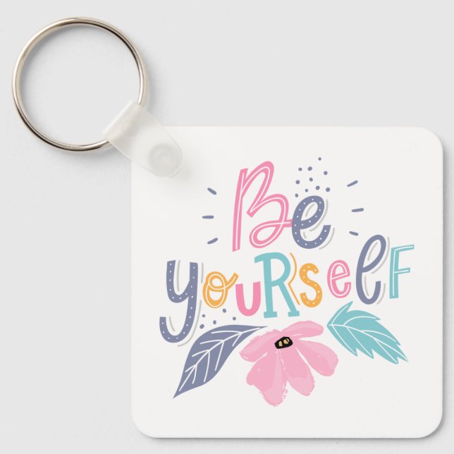 Porte-clés Soyez vous-même | Fleurs Pastel (Recto)
