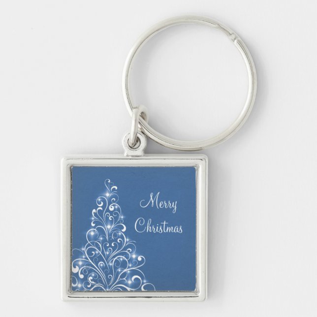Porte-clés Sparkly Holiday Tree Premium Porte - clé, Bleu (Devant)