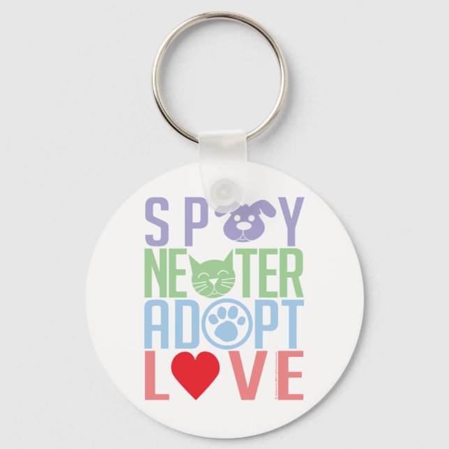 Porte-clés Spay Neuter Adopter l'Amour 2 (Recto)