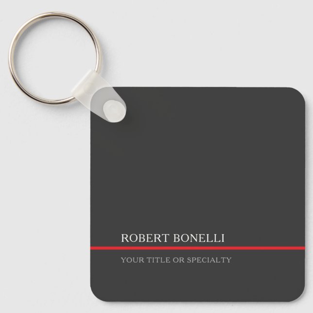 Porte-clés Spécial Unique Gris Rouge Élégant Moderne (Recto)