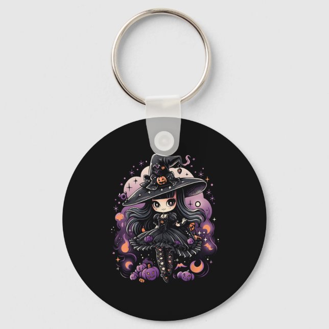 Porte-clés Spellbound Spirits Halloween Witch Art (Recto)