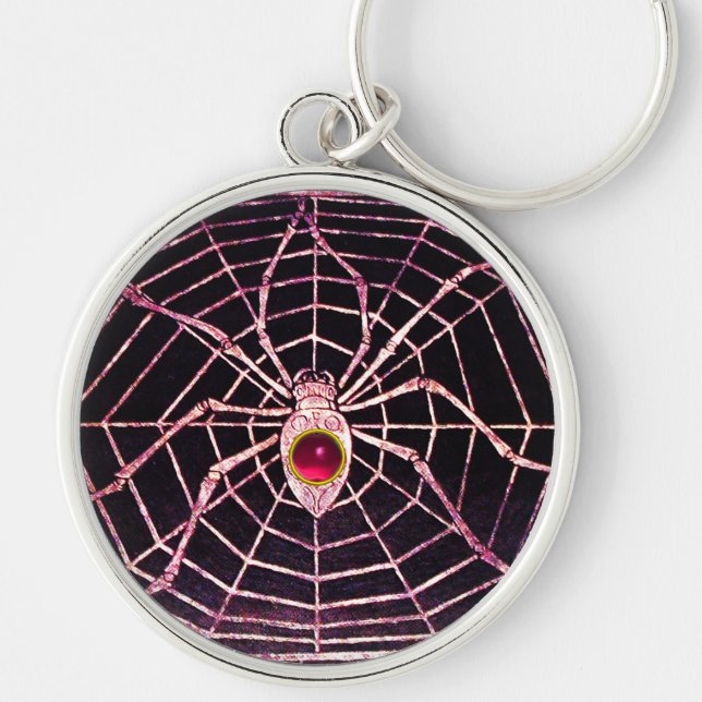 Porte-clés SPIDER ET WEB Rose Fuchsia Ruby Noir (Devant)
